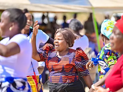 Different church choirs singing and dance at the dedication of the kwamshi bible